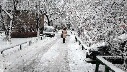 Киев засыпало снегом