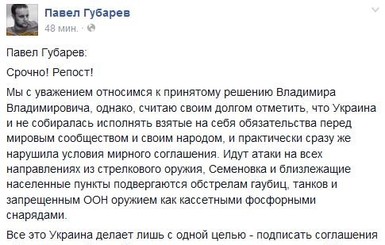 Самопровозглашенная власть ДНР и ЛНР просит ввести российских миротворцев