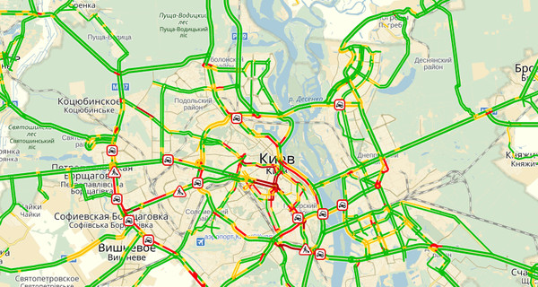 Киев застыл в 9-ти балльных пробках
