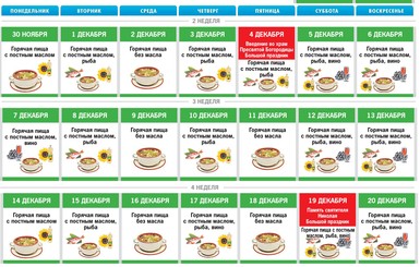 Календарь Рождественского поста