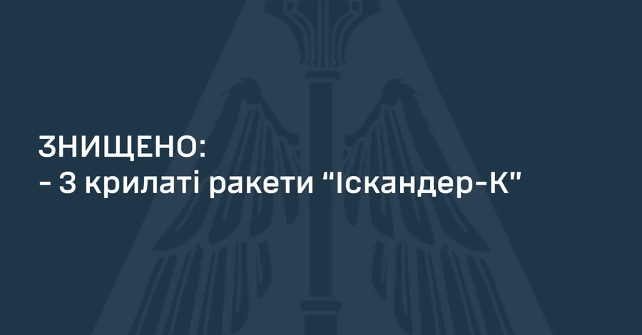 На Дніпропетровщині збили три ракети «Іскандер-К», четверта – не досягла цілі