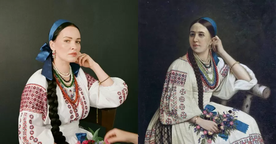 Даша Астафьева позировала для копии картины, украденной россиянами из Херсонского музея