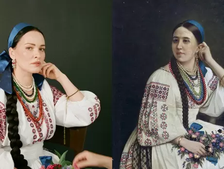 Даша Астафьева позировала для копии картины, украденной россиянами из Херсонского музея