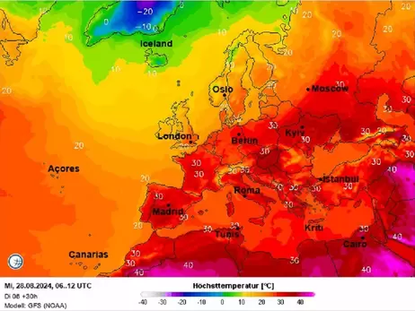 28 августа Украина будет одной из самых жарких стран Европы