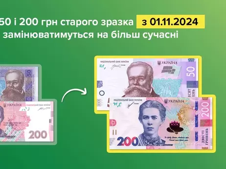 Нацбанк починає виводити з обігу старі банкноти номіналами 50 та 200 гривень