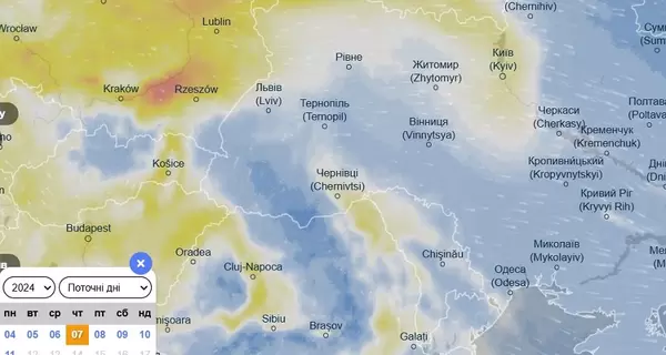 Облако грязного воздуха движется на Украину