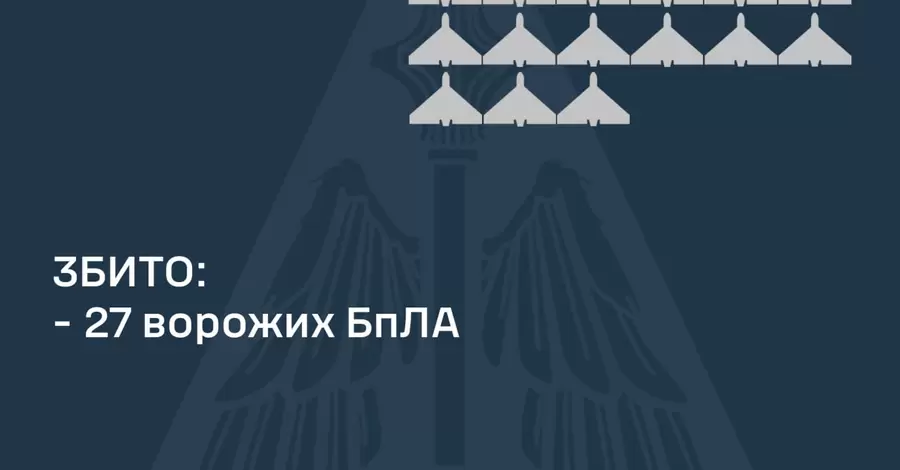 Росія атакувала 49 дронами, сили ППО збили 27 з них 