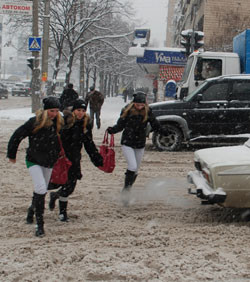 В городе началась настоящая зима 