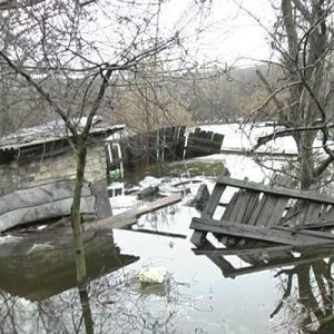 Поселок затопило водой из соседнего пруда 