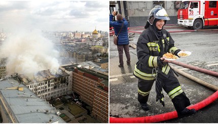 В Москве горит здание Минобороны